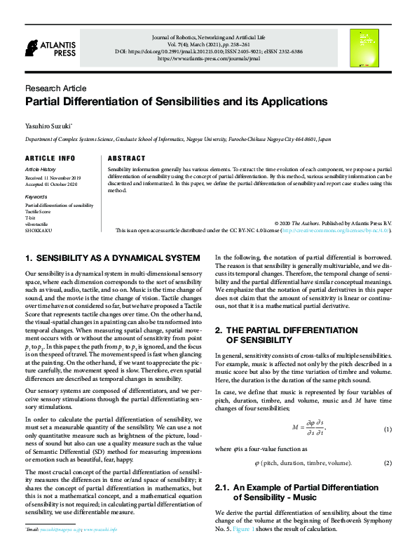 (PDF) Partial Differentiation of Sensibilities and its Applications