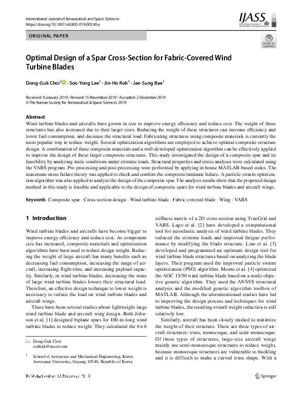 (PDF) Optimal Design of a Spar Cross-Section for Fabric-Covered Wind ...