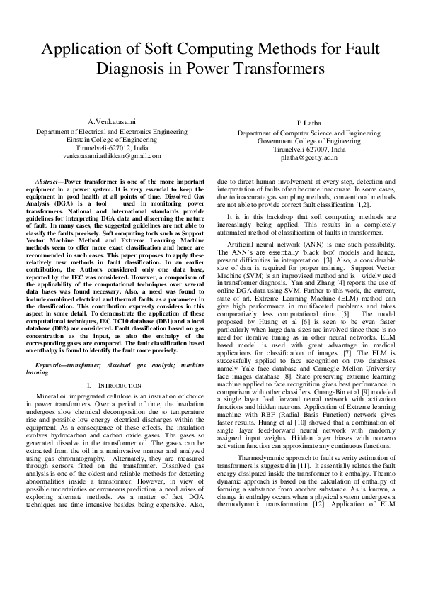 (PDF) Application of Soft Computing Methods for Fault Diagnosis in ...