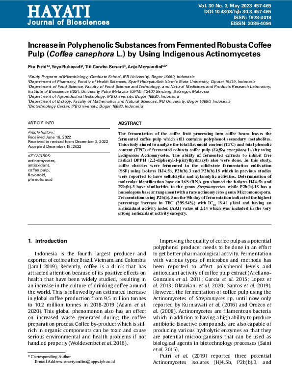(PDF) Increase in Polyphenolic Substances from Fermented Robusta Coffee ...