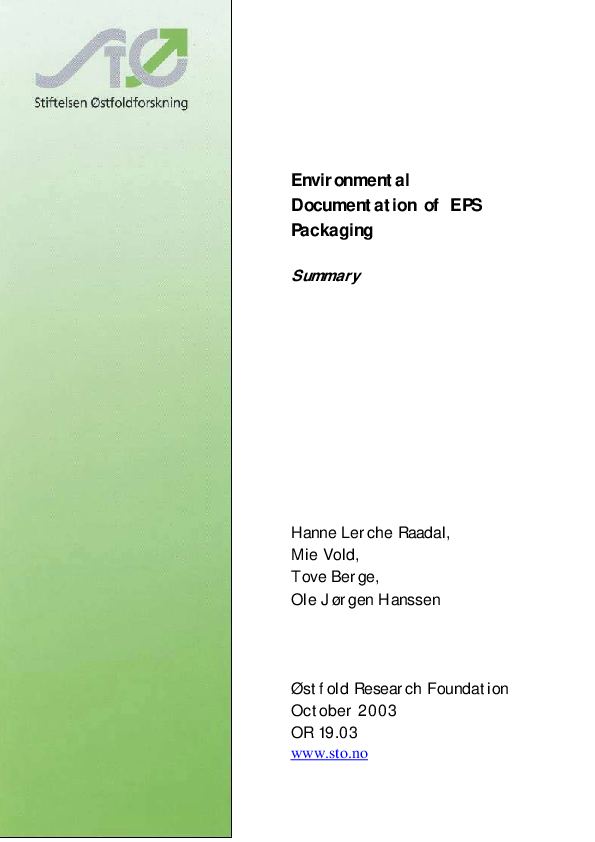 (PDF) Environmental Documentation of EPS Packaging