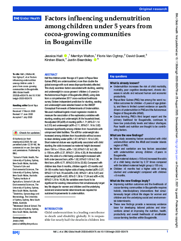(PDF) Factors influencing undernutrition among children under 5 years ...