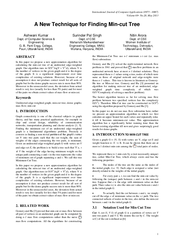(PDF) A New Technique for Finding Min-cut Tree