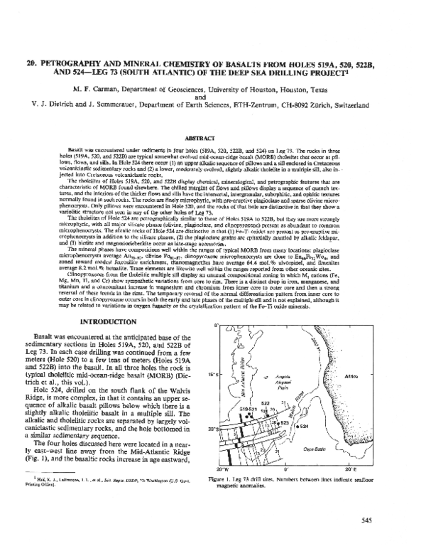 (PDF) Petrography and Mineral Chemistry of Basalts from Holes 519A, 520 ...