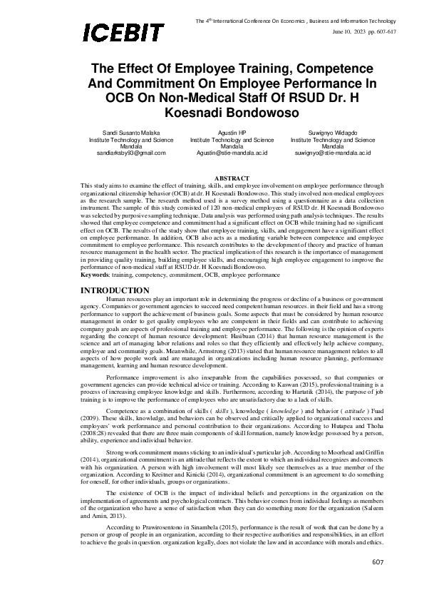 (PDF) The Effect Of Employee Training, Competence And Commitment On ...