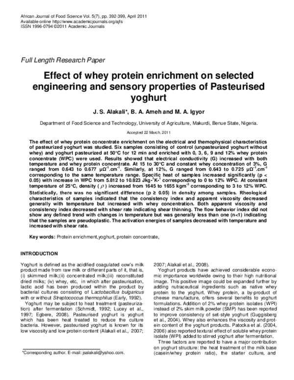 (PDF) engineering and sensory properties of Pasteurised