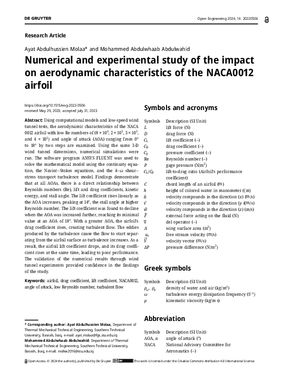 (PDF) Numerical and experimental study of the impact on aerodynamic ...