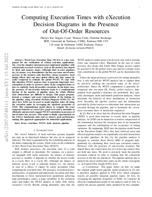 (PDF) Computing Execution Times with eXecution Decision Diagrams in the ...