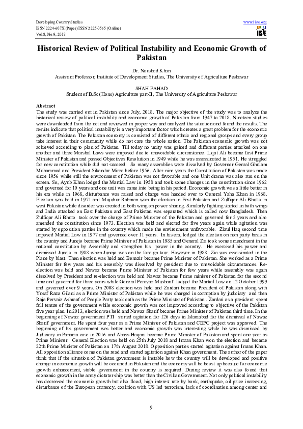 (PDF) Historical Review of Political Instability and Economic Growth of ...