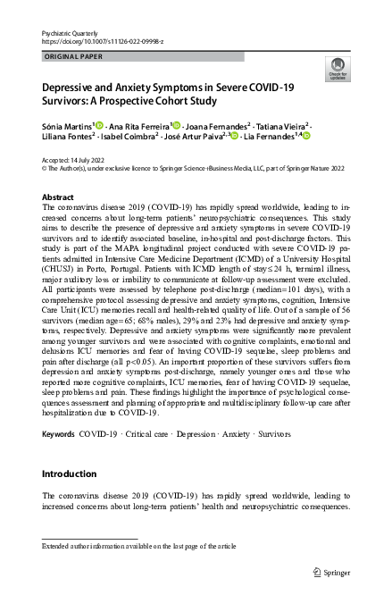(PDF) Depressive and Anxiety Symptoms in Severe COVID-19 Survivors: A ...
