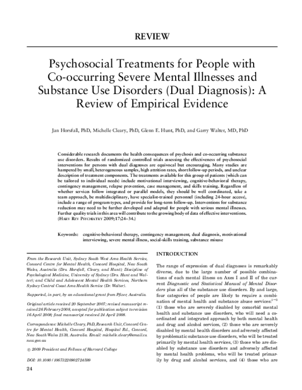 (PDF) Psychosocial Treatments for People with Co-occurring Severe ...