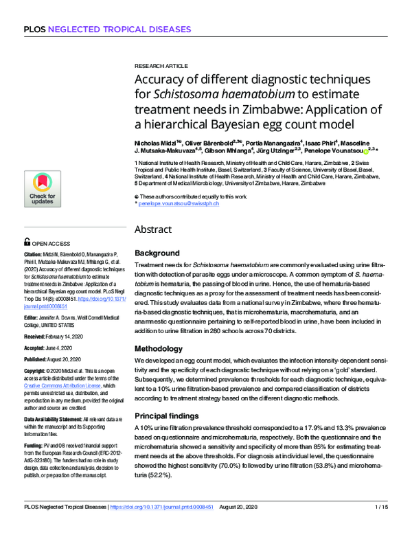 (PDF) Accuracy of different diagnostic techniques for Schistosoma ...