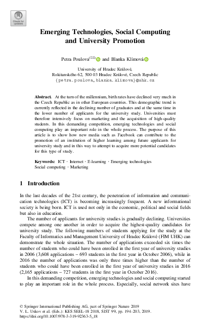 (PDF) Emerging Technologies, Social Computing and University Promotion