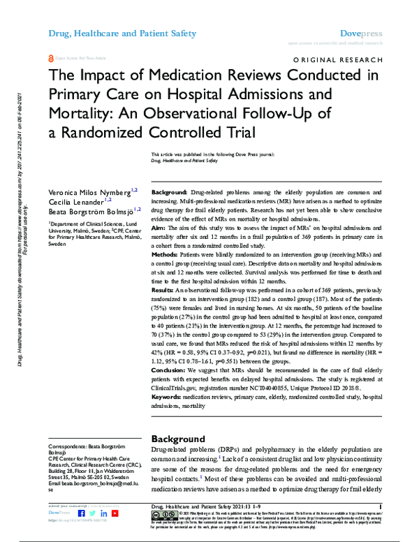 (PDF) The Impact of Medication Reviews Conducted in Primary Care on ...
