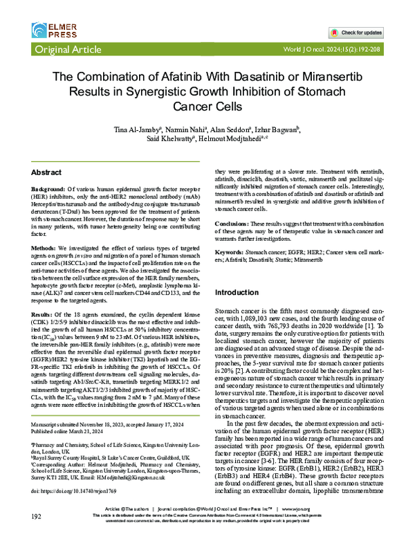 (PDF) The Combination of Afatinib With Dasatinib or Miransertib Results ...