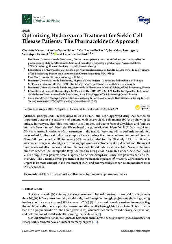 (PDF) Optimizing Hydroxyurea Treatment for Sickle Cell Disease Patients ...