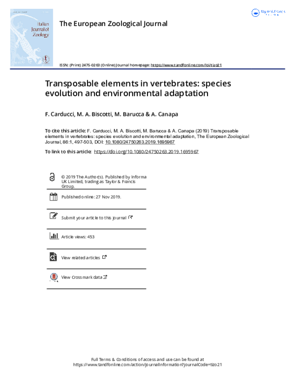 (PDF) Transposable elements in vertebrates: species evolution and ...