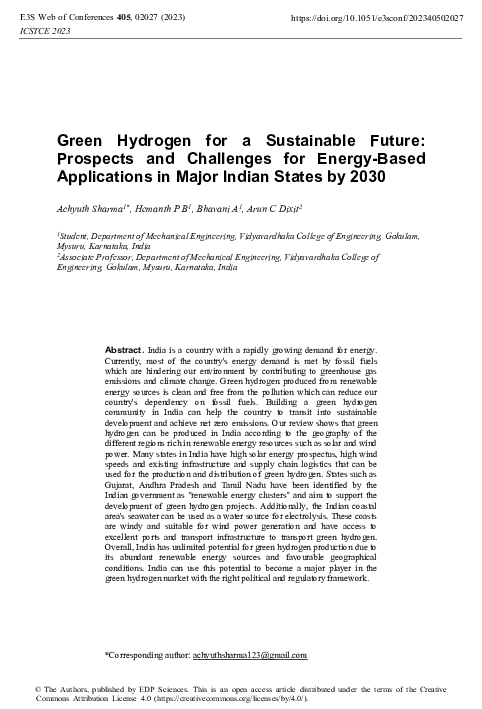 (PDF) Green Hydrogen for a Sustainable Future: Prospects and Challenges ...