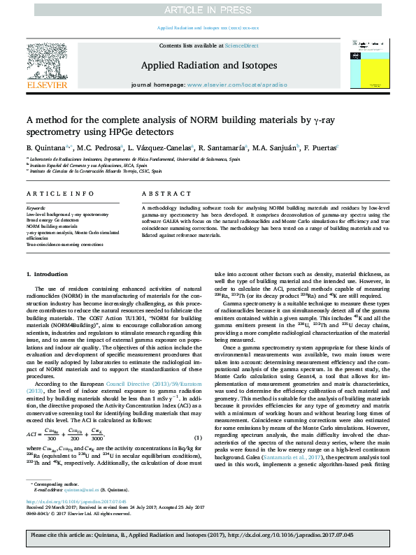 (PDF) A method for the complete analysis of NORM building materials by ...