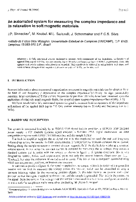 (PDF) An automated system for measuring the complex impedance and its ...