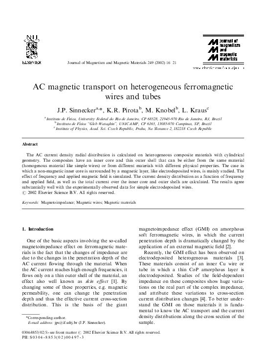 (PDF) AC magnetic transport on heterogeneous ferromagnetic wires and tubes