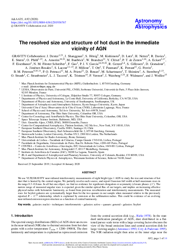 (PDF) The resolved size and structure of hot dust in the immediate ...