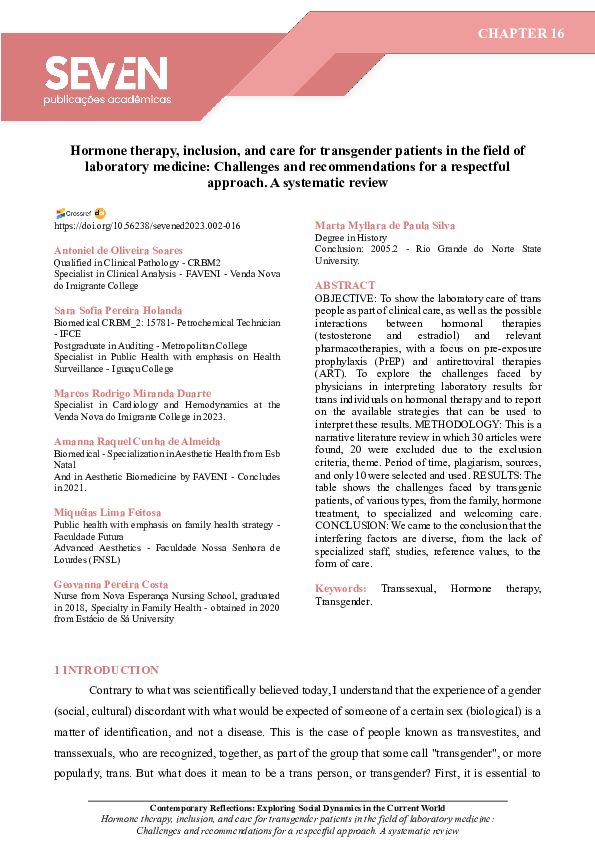(PDF) Hormone therapy, inclusion, and care for transgender patients in ...
