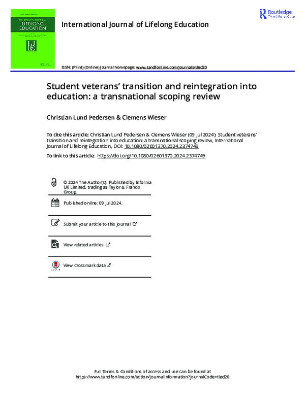 (PDF) Student veterans' transition and reintegration into education: a ...