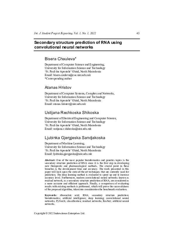 (PDF) Secondary Structure Prediction of RNA using Convolutional Neural ...