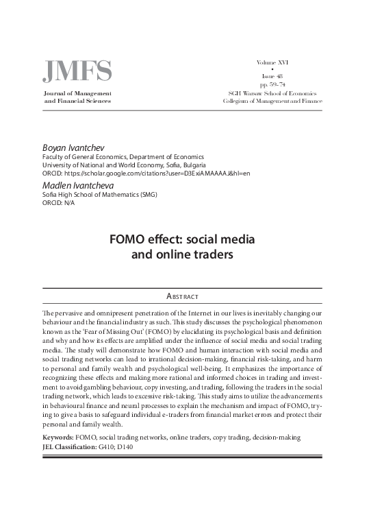 (PDF) FOMO effect: social media and online traders