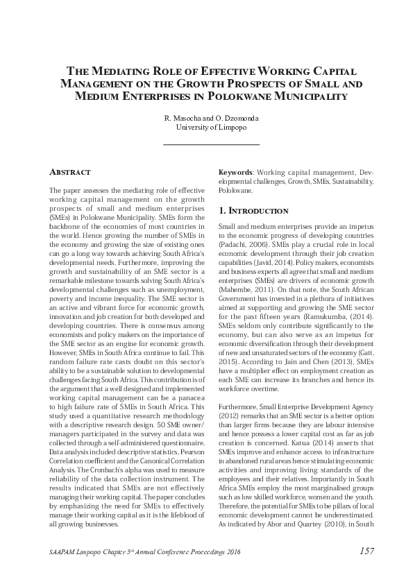 (PDF) The mediating role of effective working capital management on the ...