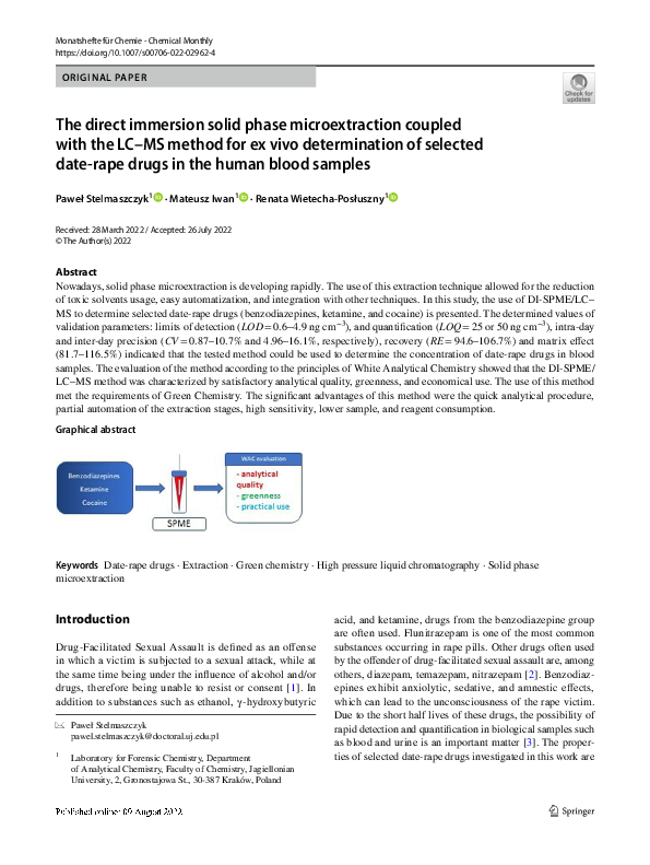 (PDF) The direct immersion solid phase microextraction coupled with the ...