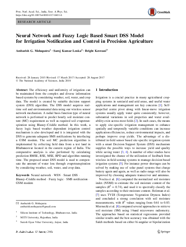 (PDF) Neural Network and Fuzzy Logic Based Smart DSS Model for ...
