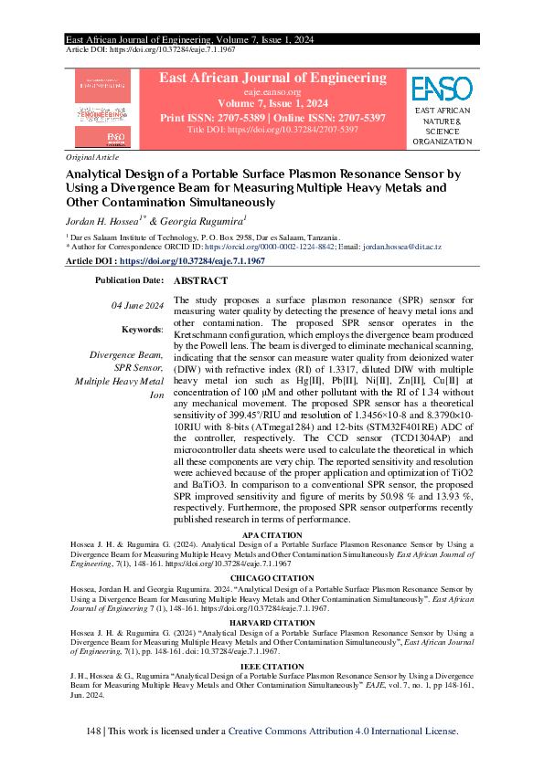 (PDF) Analytical Design of a Portable Surface Plasmon Resonance Sensor ...