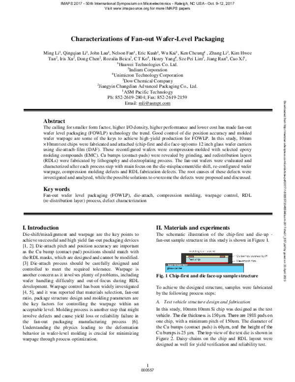 (PDF) Characterizations of Fan-out Wafer-Level Packaging