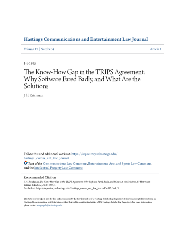 (PDF) The Know-How Gap in the TRIPS Agreement: Why Software Fared Badly ...