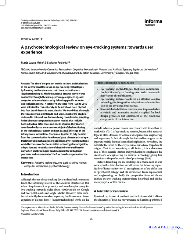 (PDF) A psychotechnological review on eye-tracking systems: towards ...