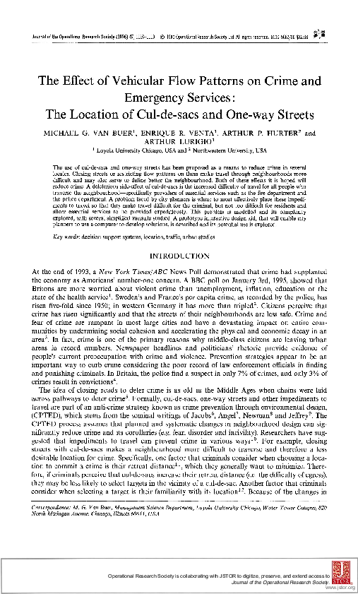 (PDF) The Effect of Vehicular Flow Patterns on Crime and Emergency ...