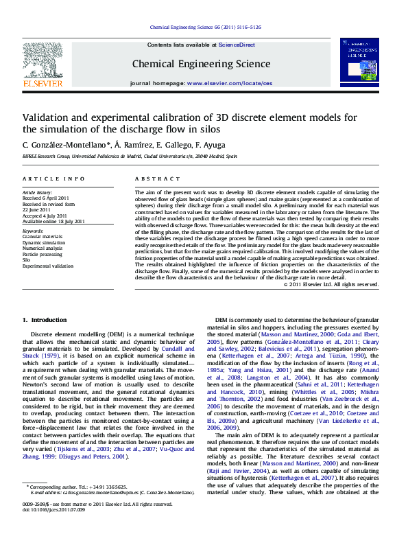 (PDF) Validation and experimental calibration of 3D discrete element ...