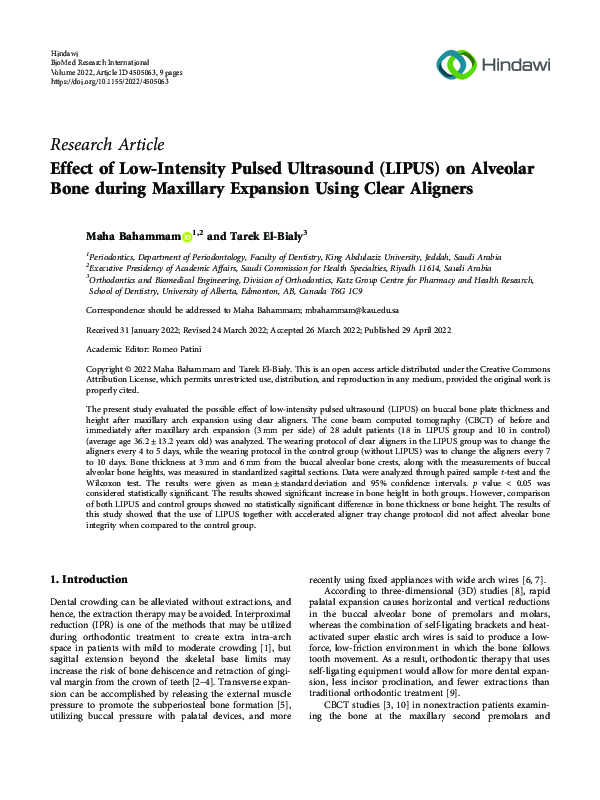 (PDF) Effect of Low-Intensity Pulsed Ultrasound (LIPUS) on Alveolar ...