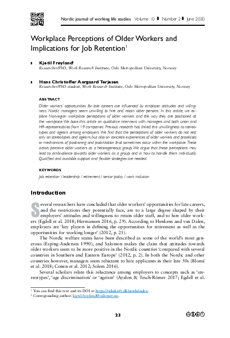 (PDF) Workplace Perceptions of Older Workers and Implications for Job ...
