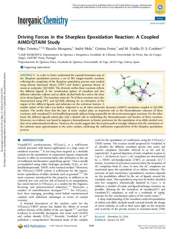 (PDF) Driving Forces in the Sharpless Epoxidation Reaction: A Coupled ...
