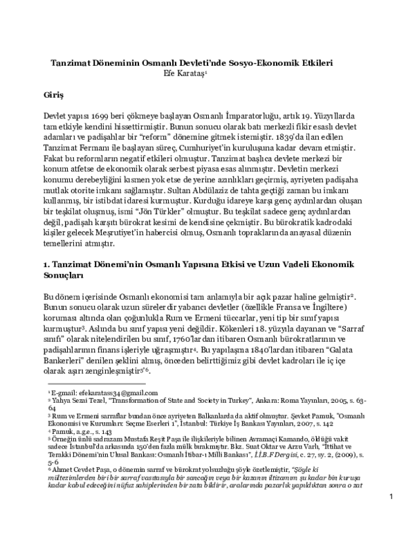 (PDF) Tanzimat Döneminin Osmanlı Devleti’nde Sosyo-Ekonomik Etkileri