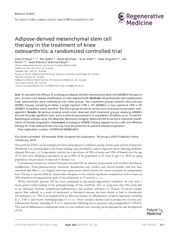 (PDF) Adipose-derived mesenchymal stem cell therapy in the treatment of ...