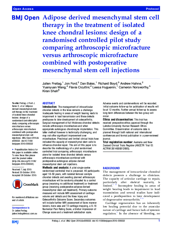 (PDF) Adipose derived mesenchymal stem cell therapy in the treatment of ...