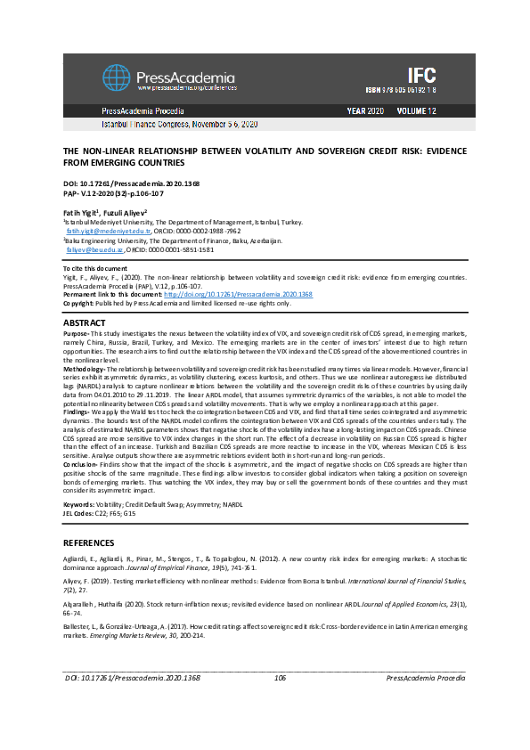 (PDF) The non-linear relationship between volatility and sovereign ...