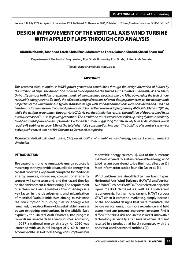 (PDF) Design Improvement of the Vertical Axis Wind Turbine with Applied ...