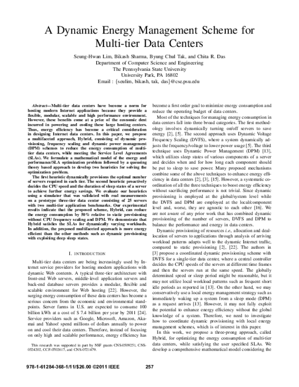 (PDF) A dynamic energy management scheme for multi-tier data centers