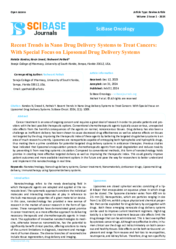(PDF) Recent Trends in Nano Drug Delivery Systems to Treat Cancers ...
