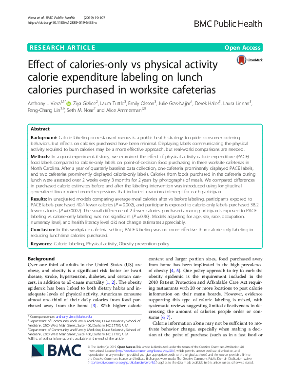 (PDF) Effect of calories-only vs physical activity calorie expenditure ...